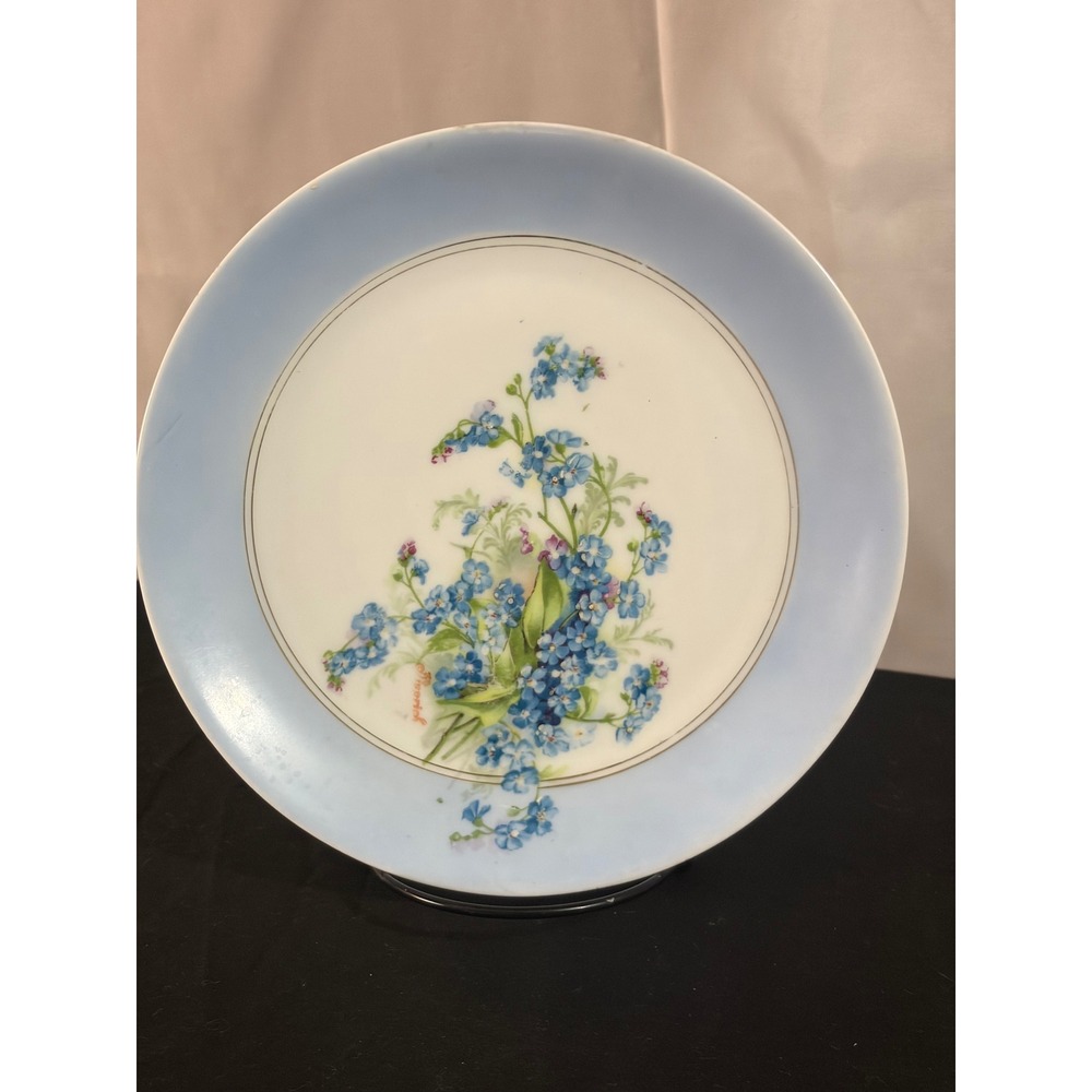Hutschenreuther Selb Bavaria Plate Un‎ 8.25" Blue Excellent Forget-Me-Not